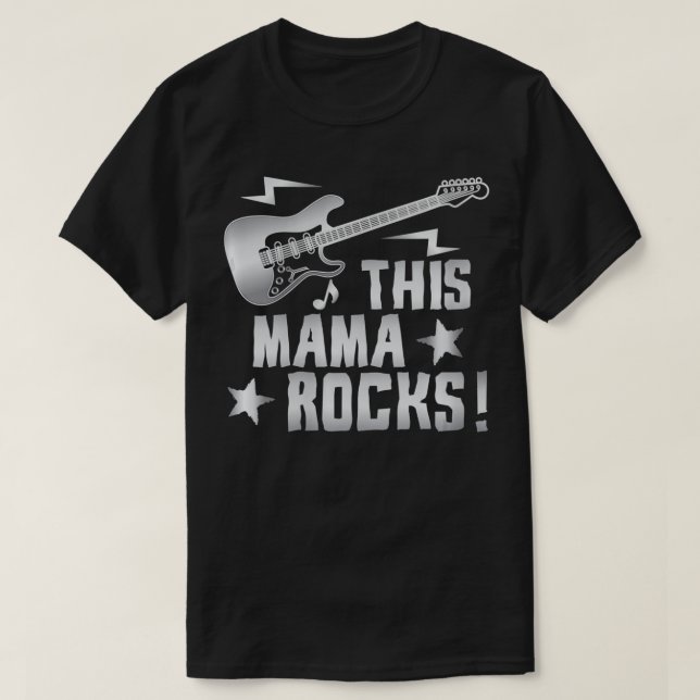 Camiseta Mulheres Retro Rock E Roll Guitarra Esta Mamãe Roc (Frente do Design)