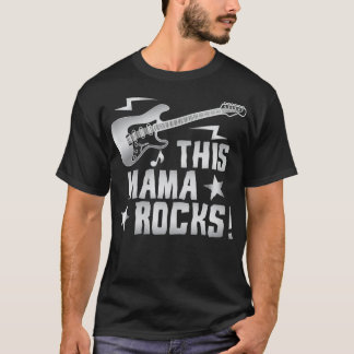 Camiseta Mulheres Retro Rock E Roll Guitarra Esta Mamãe Roc