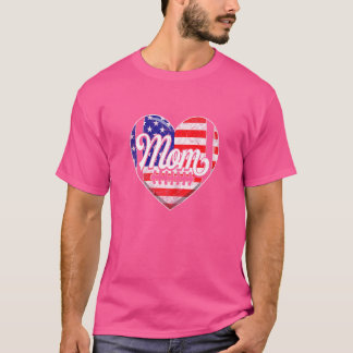 Camiseta Mulheres Retro Usa Bandeira Coração Futebol de Mãe