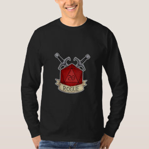 Camiseta Mulheres Rogue Funny Nerdy Gamer D20 Tabletop Rpg