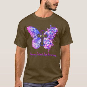 Camiseta Mulheres Rosa E Azul Borboleta Fé Gravidez Inf