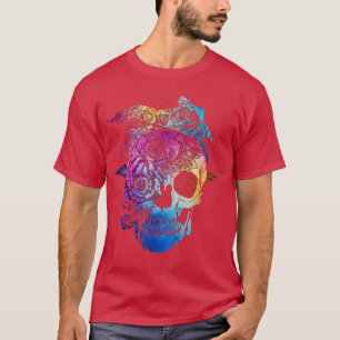 Camiseta Mulheres Rosa Floral Bandana Vintage Halloween 673