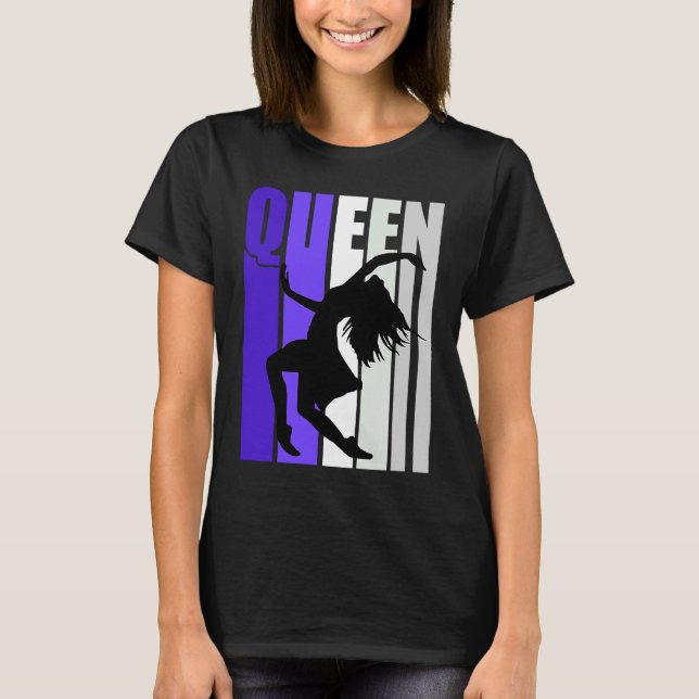 Camiseta Mulheres Roxo Dança Rainha Aniversário Groove Colo (Frente)