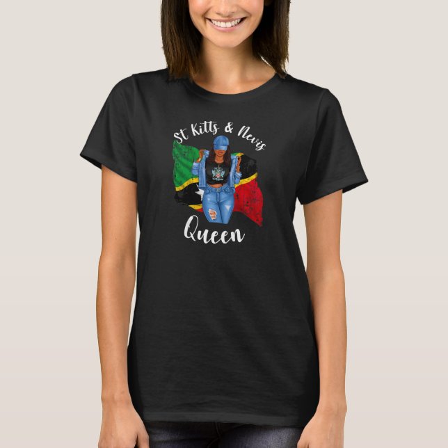 Camiseta Mulheres Ruas Kitts E Nevis Queen Dreadlocks Hair  (Frente)