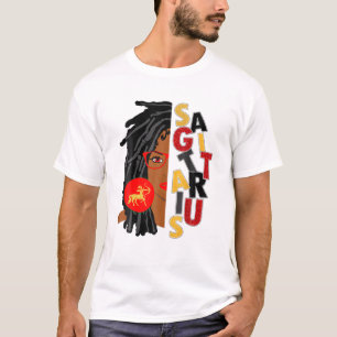Camiseta Mulheres Sagittarius Garota Afro Bloqueia Sinal Zo