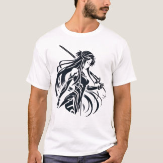 Camiseta Mulheres Samurai Anime 1x0001 Imagem Preto Branco