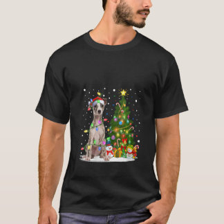 Camiseta Mulheres Santa Whippet Cão Iluminação Árvore de Na