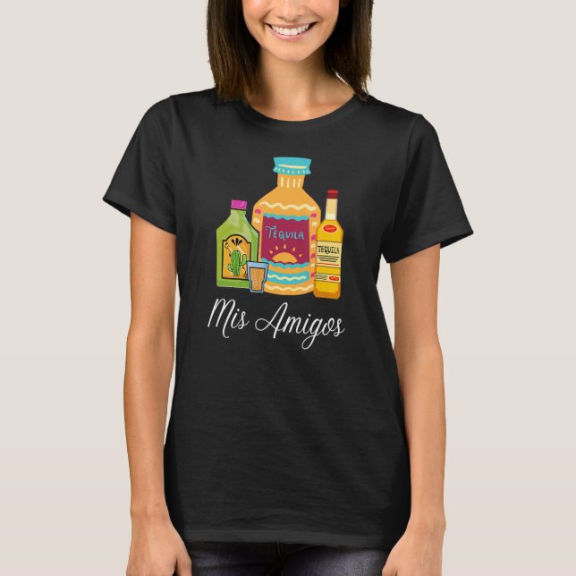 Camiseta Mulheres Sarcásticas Trendy Men Amigos Tequila Bot (Frente)