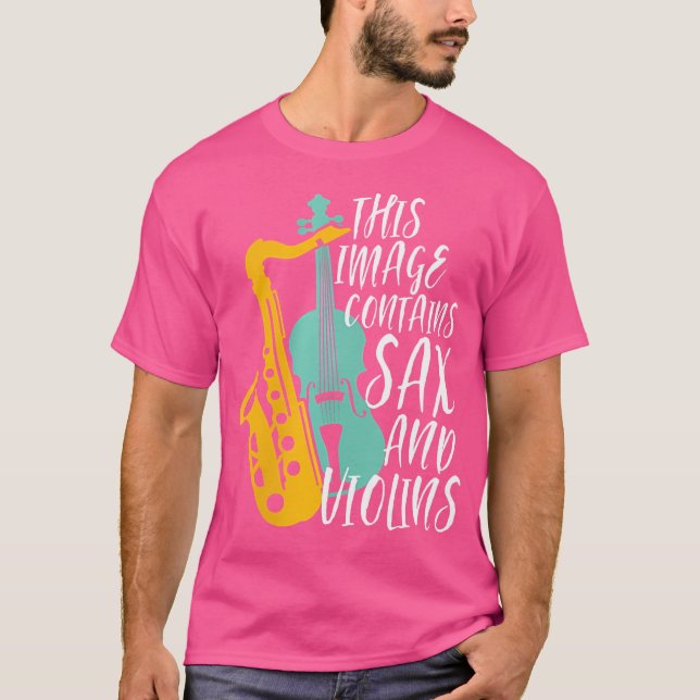 Camiseta Mulheres Sax E Violinas Engraçadas Orquestra De Jo (Frente)