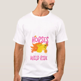 Camiseta Mulheres Seguram Os Cavalos Cavalos Selvagens Cava