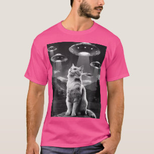 Camiseta Mulheres Selfie De Gato Com Alienígena Ufo Memória