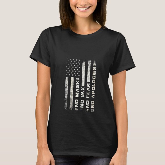 Camiseta Mulheres Sem Máscara Sem Vacina Desculpas Anti Vac (Frente)