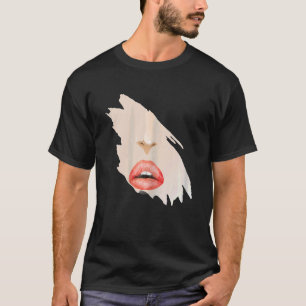 Camiseta Mulheres Sensuais Lábios Vermelhas Beijam Bonito