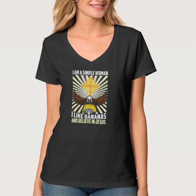 Camiseta Mulheres Simples Como Banana E Acredita Em Jesus C (Frente)