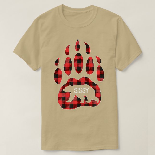 Camiseta Mulheres Sissy Bear Red Xadrez Buffalo Sissy Matan (Frente do Design)