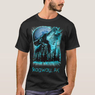 Camiseta Mulheres Skagway Alaska Howling Wolf Moon Forest N