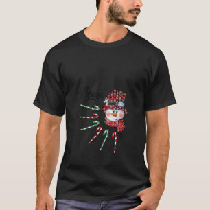 Camiseta Mulheres Snowman Mema Candy Cané Xadrez Vermelha N
