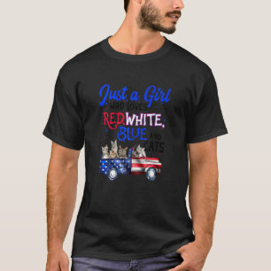 Camiseta Mulheres Só Uma Garota Ama Vermelho Branco Azul E
