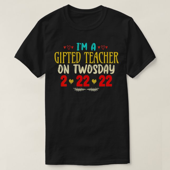 Camiseta Mulheres Sou Professora Presente No Twosday Engraç (Frente do Design)