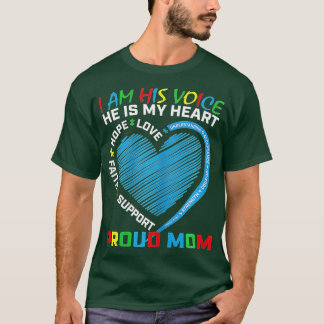 Camiseta Mulheres Sou Sua Voz Ele É Meu Autismo Cardíaco Aw