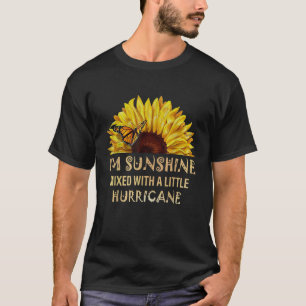 Camiseta Mulheres Sou Sunshine Huricane Sunflower Butterfly