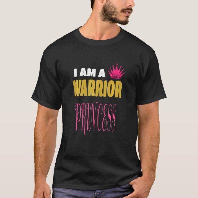 Camiseta Mulheres, sou uma princesa guerreira, autêntica, (Frente)