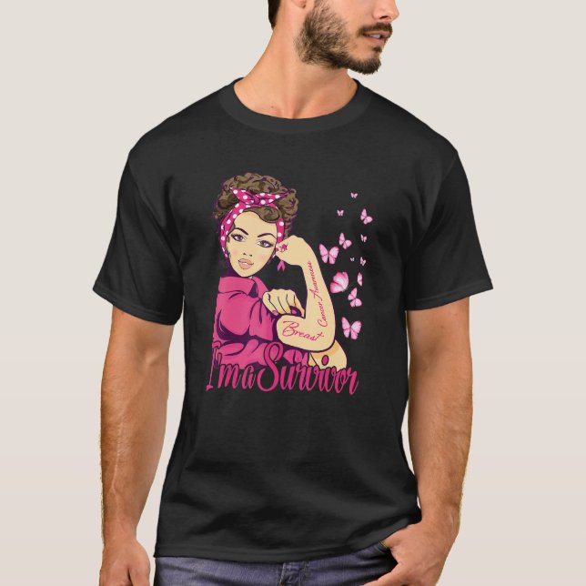 Camiseta Mulheres sou uma sobrevivente Rosie Riveter Cancer (Frente)