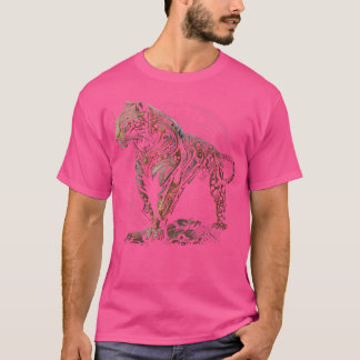 Camiseta Mulheres Steampunk Jaquar Cat Steampunk Art Animal