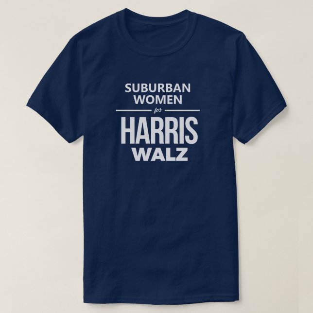 Camiseta Mulheres Suburbanas para Harris Walz (Frente do Design)