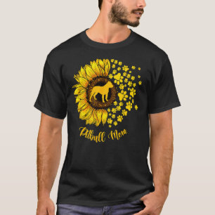Camiseta Mulheres Sunflower Pitbull Mamãe Cachorro