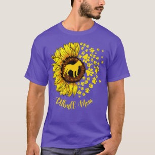 Camiseta Mulheres Sunflower Pitbull Mamãe Cachorro