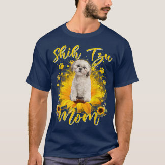 Camiseta Mulheres Sunflower Shih Tzu Mãe Cachorro Povoado M