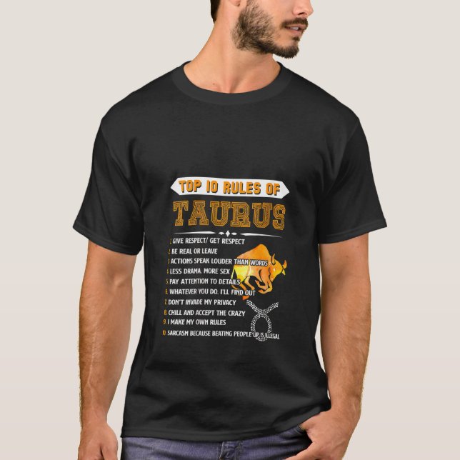 Camiseta Mulheres Taurus Zodiac Aniversário 10 Principais R (Frente)