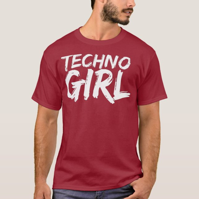 Camiseta Mulheres Techno Girl Tee Festival EDM DJ Premium (Frente)