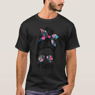 Camiseta Mulheres Tia Life Messaging Hair Bun Floral Mulher