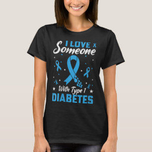 Camiseta Mulheres Tipo 1 Diabetes Adoram Diabetes Juvenis A
