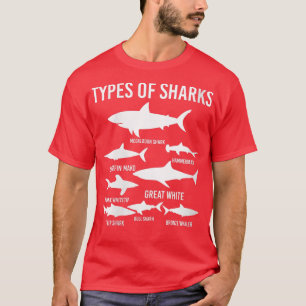 Camiseta Mulheres Tipos De Tubarões Furiosos De Baleia De T