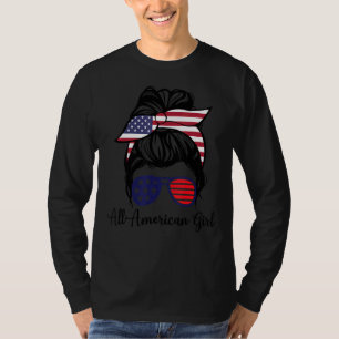 Camiseta Mulheres Todas as Meninas Americanas Cabelo Maluco