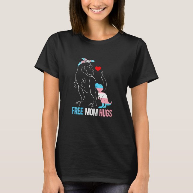 Camiseta Mulheres Trans Free Mãe Abraçando Dinossauro Rex M (Frente)