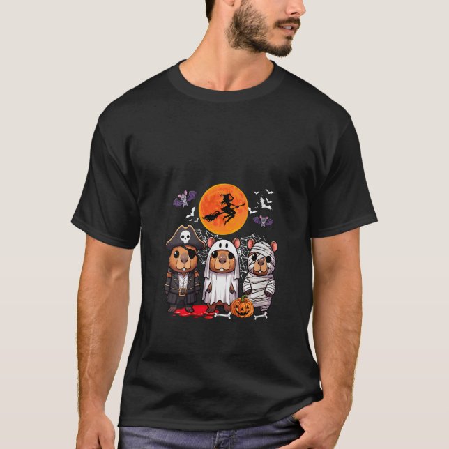 Camiseta Mulheres Três Capybaras Engraçadas Pirata Boo Mu (Frente)