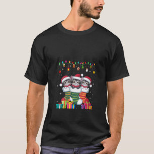Camiseta Mulheres Três Gatinhos em Sock Engraçados Meninas