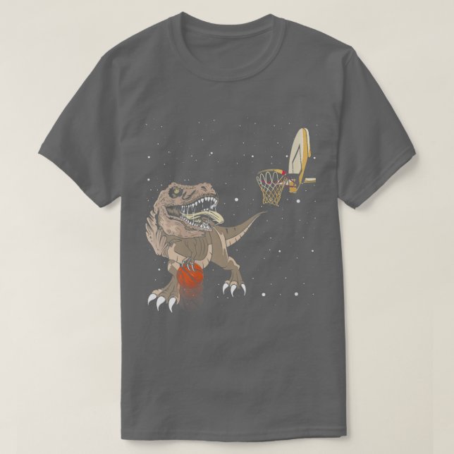Camiseta Mulheres Trex Trex Trex Dinossaur Jogando Basquete (Frente do Design)