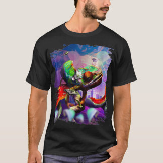 Camiseta Mulheres Trippy Psychedelic Chameleon Lizard em Mu