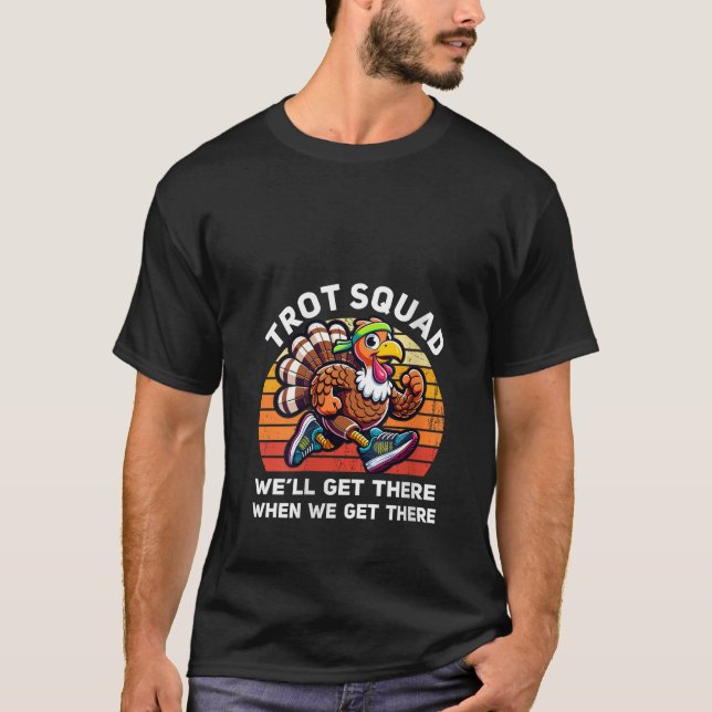Camiseta Mulheres Trot Squad Engraçado Ação de Graças Turqu (Frente)