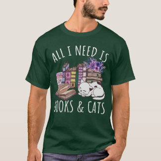 Camiseta Mulheres Tudo Que Preciso São Livros E Gatos Amant