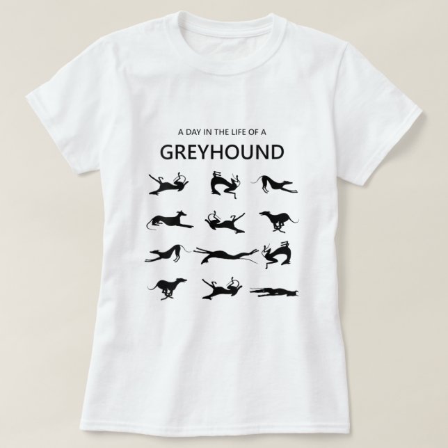 Camiseta Mulheres Um Dia na Vida de um Greyhound VNeck (Frente do Design)