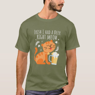 Camiseta Mulheres Uma Cerveja Direita Miau Gato Engraçado S
