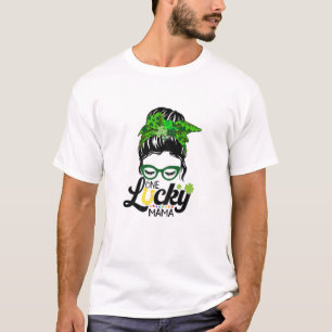 Camiseta Mulheres Uma Mãe Sortuda Mama Mensageira Cabelo de