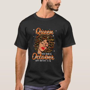 Camiseta Mulheres Uma Rainha Fofa Foi Nascer Em Outubro Fel
