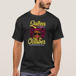 Camiseta Mulheres Uma Rainha Fofa Foi Nascer Em Outubro Fel